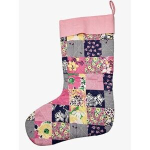 NWOT LILLY PULITZER Christmas Stocking Quilted Pastel Patchwork Shabby Chic Girl